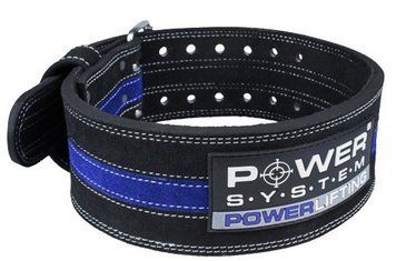 Пояс для пауерліфтингу Power System PS-3800 PowerLifting шкіряний Black/Blue Line M PS-3800_M_Black_Blue фото