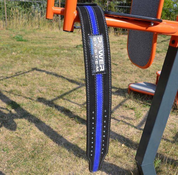 Пояс для пауерліфтингу Power System PS-3800 PowerLifting шкіряний Black/Blue Line L PS-3800_L_Black_Blue фото