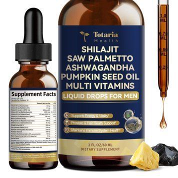 Добавка для чоловічого здоров'я Shilajit Saw Palmetto Ashwagandha Pumpkin Seed Oil Multi Vitamins 60ml 30serv 45933 фото