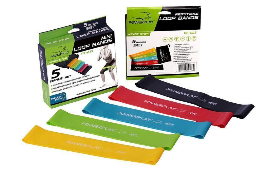 Резинки для фітнесу PowerPlay 4113 Mini Power Band Set набір із 5 шт (від 1 до 20 кг) PP_4113 фото