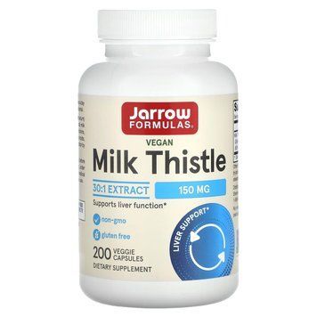 Розторопша (Milk Thistle), Jarrow Formula, стандартизована, 150 мг, 200 вегетаріанських капсул JRW-14029 фото