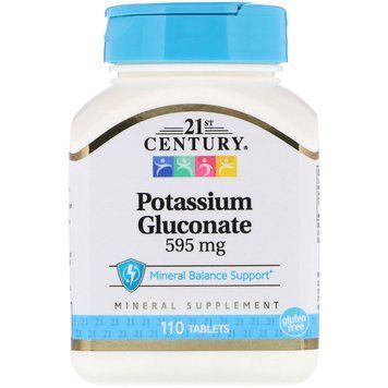 Калій 21st Century Potassium Gluconate 595 mg 110 Tablets 24305 фото