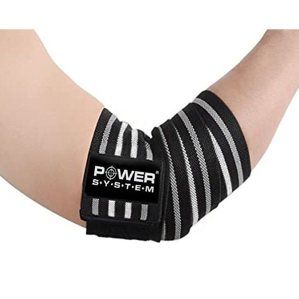Бинти на лікоть Power System PS-3600 Elbow Wraps Grey/Black(пара) PS-3600_Grey-Black фото