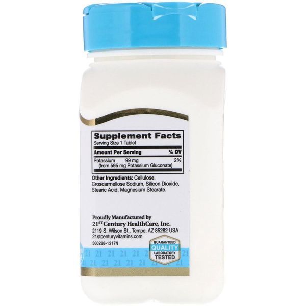 Калій 21st Century Potassium Gluconate 595 mg 110 Tablets 24305 фото