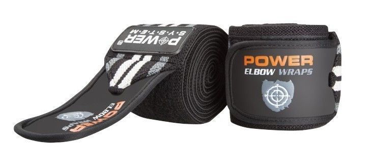 Бинти на лікоть Power System PS-3600 Elbow Wraps Grey/Black(пара) PS-3600_Grey-Black фото