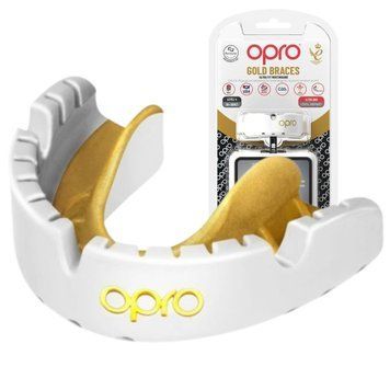 Капа OPRO Gold Braces під брекети доросла (вік 11+) White/Gold (art.102506004) Gold_Braces_Wh/Gold фото