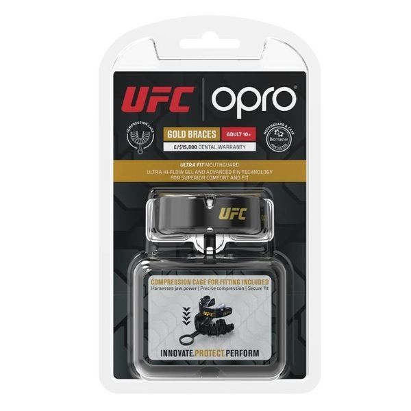 Капа OPRO Gold Braces під брекети доросла (вік 11+) Blackl/Silver(art.102518001) UFC_Gold_Braces_Bl/Silver фото