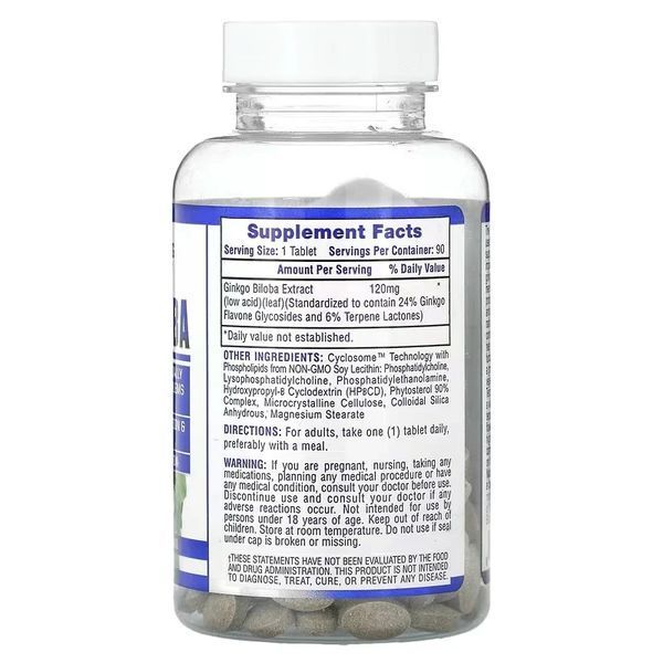Екстракт гінкго білоба Hi Tech Pharmaceuticals Gingko Biloba 120 мг 90 таблеток 43309 фото