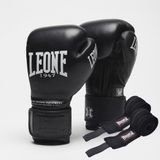 Боксерські рукавиці Leone GN111 THE GREATEST Black 12 унцій (бинти 4 м. в комплекті) GN111_Black_12oz фото