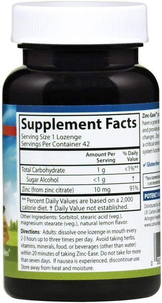 Цинк Carlson Labs Zinc-Ease 42 Lozenges (Lemon) 26419 фото