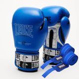 Боксерські рукавиці Leone GN208 ICONIC Blue 14 унцій (бинти 4 м. в комплекті) GN208_Blue_14oz фото