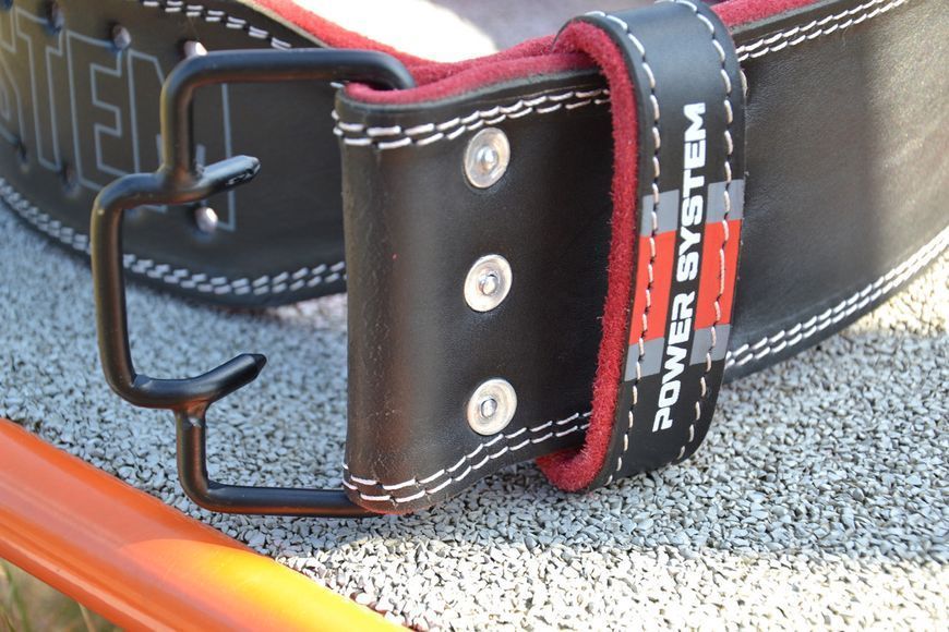 Пояс для важкої атлетики Power System PS-3830 Beast шкіряний Black/Red M PS-3830_M_Black-Red фото