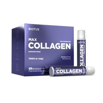 Колаген Макс, Collagen Max, Biotus, смак Лісові ягоди, 30 флаконів (по 25 мл кожен) BIO-532986 фото