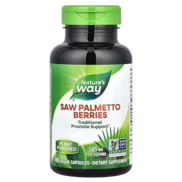 Зі Пальмето, Saw Palmetto, Nature's Way, зі смаком ягід, 585 мг, 180 веганських капсул NWY-16758 фото
