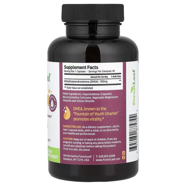 ДГЕА Forest Leaf DHEA Ultra 100 mg 90 Vegetable Capsules 45712 фото