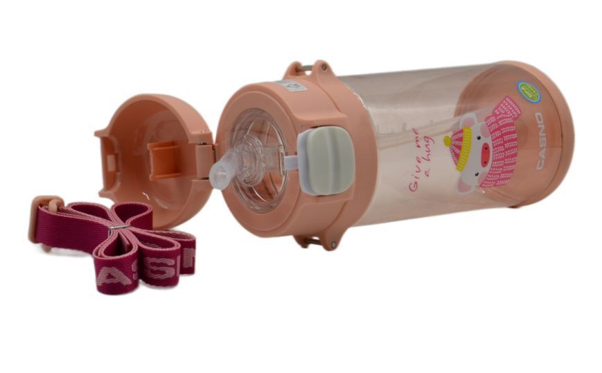 Пляшка для води CASNO 690 мл KXN-1219 Рожева (Свинка) з соломинкоюTRITAN KXN-1219_Pink фото