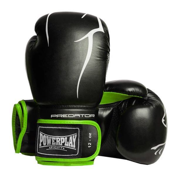 Боксерські рукавиці PowerPlay 3018 Jaguar Чорно-Зелені 12 унцій PP_3018_12oz_Black/Green фото